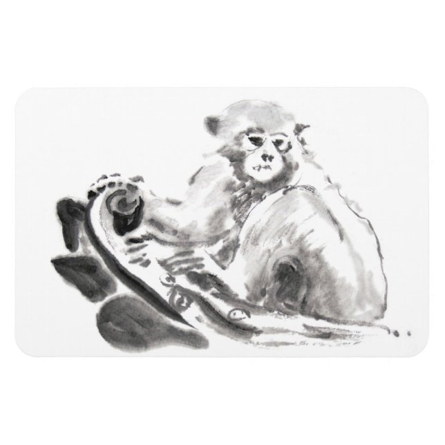 Original Wash Malerei Affen Jahr Zodiac Magnet (Horizontal)