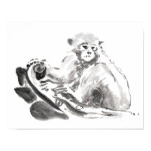 Original Wash Malerei Affen Jahr Zodiac Poster