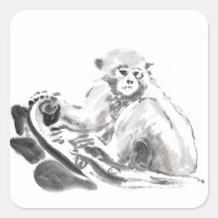 Original Wash Malerei Affen Jahr Zodiac Sticker