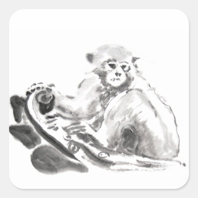 Original Wash Malerei Affen Jahr Zodiac Sticker (Vorderseite)