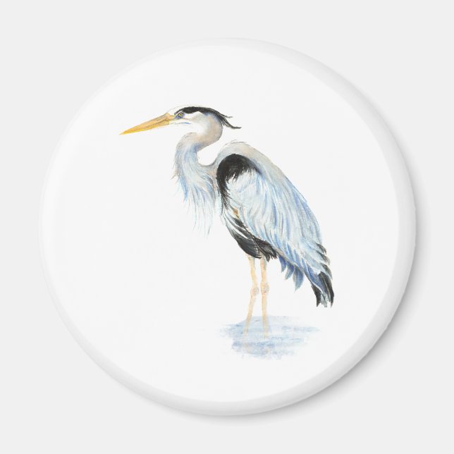 Original Wasserfarbe Großer Blaue Herde Bird Magnet (Vorne)