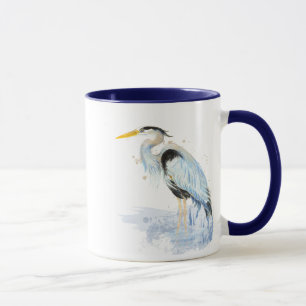 Original Wasserfarbe Großer Blaue Herde Bird Tasse