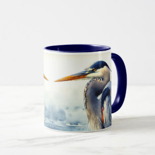 Original Wasserfarbe Großer Blaue Herde Bird Tasse