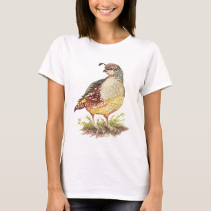 Original Wasserfarbe Weiblich California Quail- Bi T-Shirt