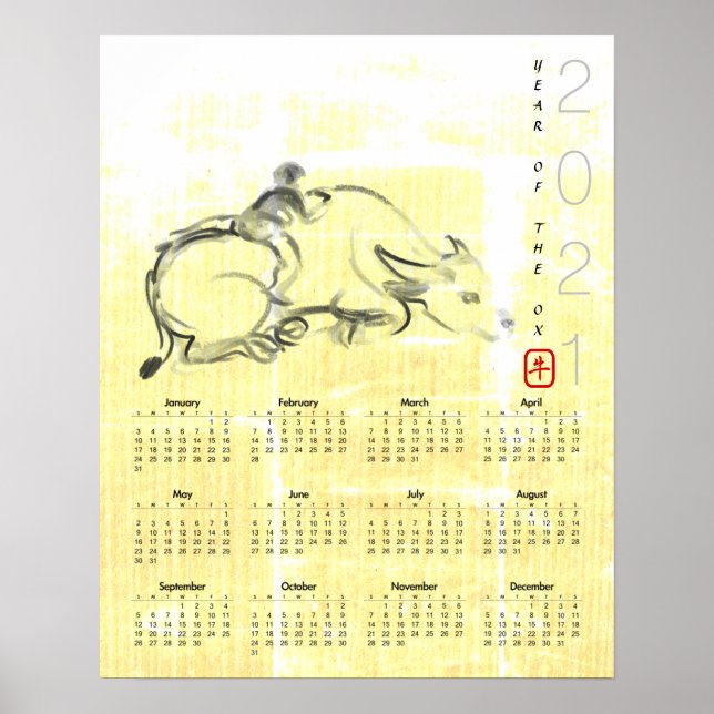 Original Water Buffalo Child OX Year Calendar P Poster (Vorne)