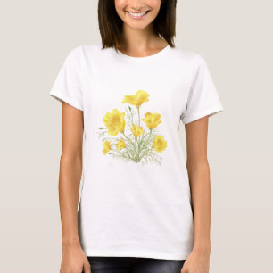 Original Watercolor California Poppy Blume T-Shirt
