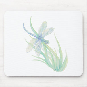 Original Watercolor Dragonfly in Blau und Grün Mousepad