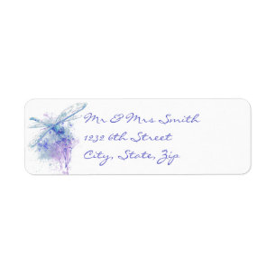Original Watercolor Dragonfly in Blue Mauve