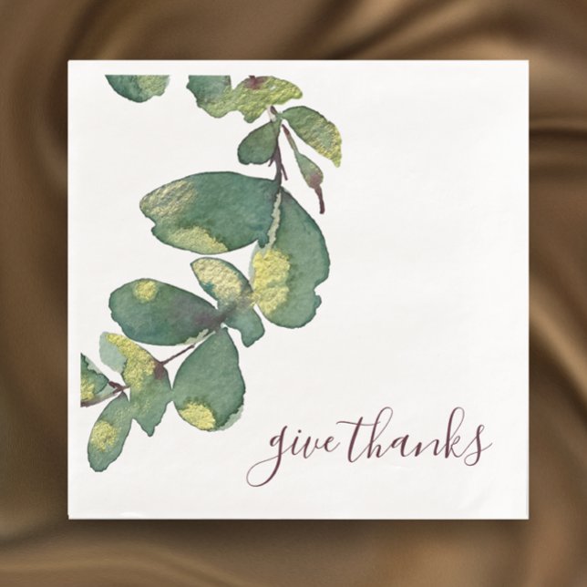 Original Watercolor Greenerity Custom Erntedank Serviette (Original modern watercolor greenery Thanksgiving dinner  napkins. Custom elegant script. 
)
