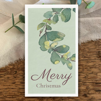 Original Watercolor Greenery Merry Christmas Serviette
