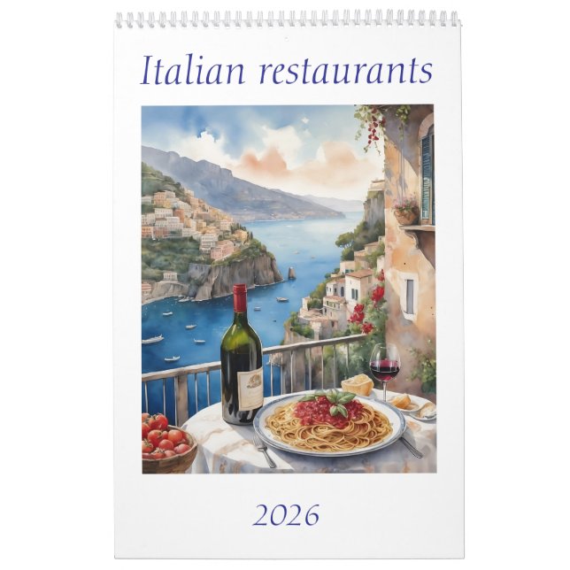 Original Watercolor Italia Restaurant 2026 Kalender (Titelbild)