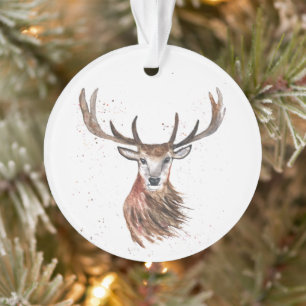 Original Watercolor Stag Deer Woodlands Tiere Ornament