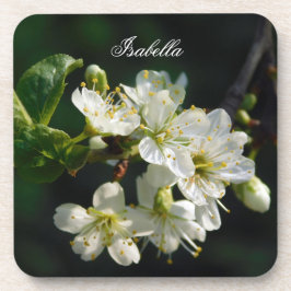 Original White Plum Art Custom Name Coaster Getränkeuntersetzer