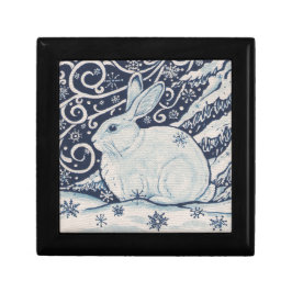 Original Winter Christmas Rabbit Blue & White Geschenkbox