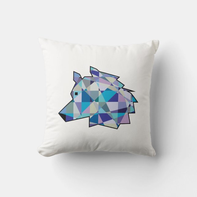 Original Wolf Head Grafikart | Profil Wolf-Gesicht Kissen (Vorderseite)