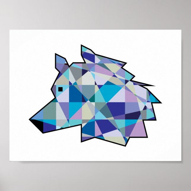 Original Wolf Head Grafikart | Profil Wolf-Gesicht Poster (Vorne)