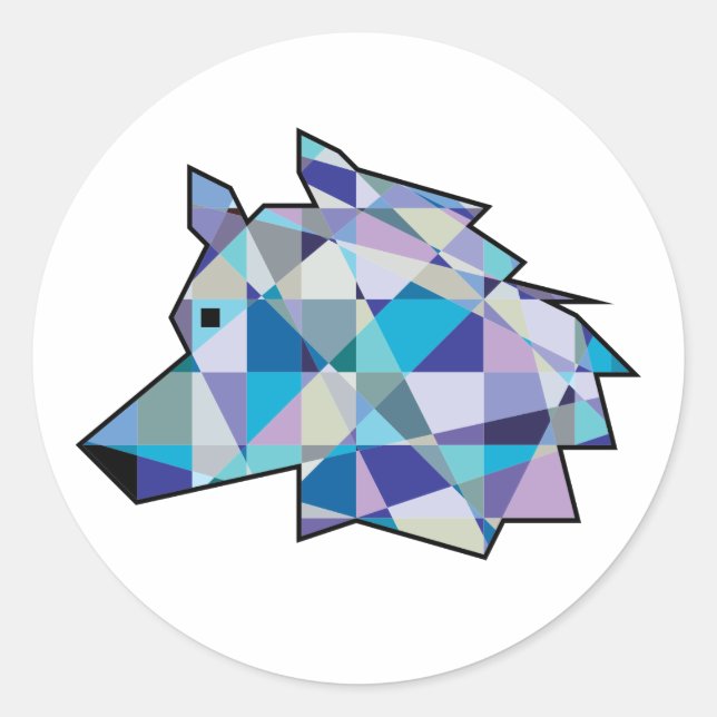 Original Wolf Head Grafikart | Profil Wolf-Gesicht Runder Aufkleber (Vorderseite)