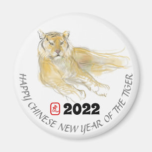 Original Zeichnend 2 Chinesisches Tigerjahr Geburt Magnet
