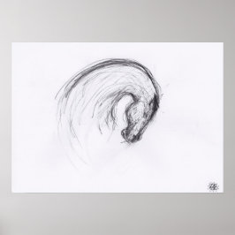 Original Zeichnend 2 Pferdejahr Zodiac Poster