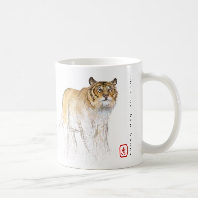 Original Zeichnend Chinesisches Tiger Jahr Geburts Kaffeetasse (Rechts)
