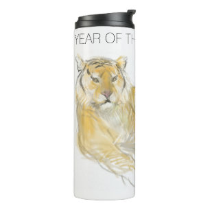 Original Zeichnend Chinesisches Tigerjahr Geburtst Thermosbecher