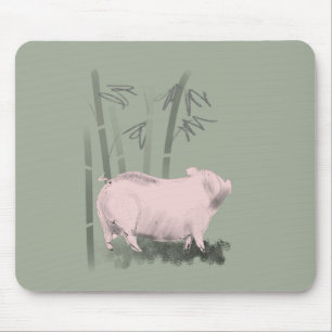 Original Zeichnend Schweine und Bambusmousepad Mousepad