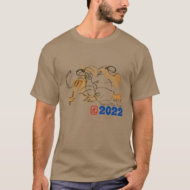 Original Zeichnend Tiger Chinesisch Neujahr 2022 T T-Shirt (Vorderseite)