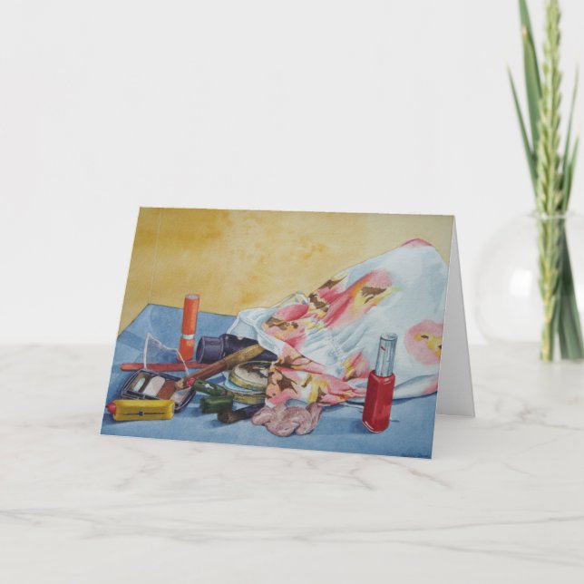 Originalbild der Vintagen Make-up-Tasche Karte (Vorderseite)