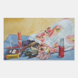 Originalbild der Vintagen Make-up-Tasche Rechteckiger Aufkleber