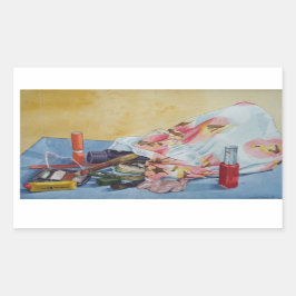 Originalbild der Vintagen Make-up-Tasche Rechteckiger Aufkleber