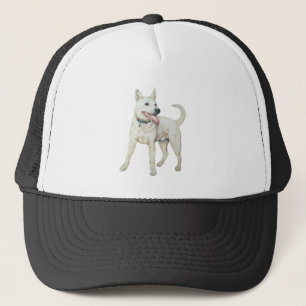 Originalbild des Panting White American Bulldog Truckerkappe