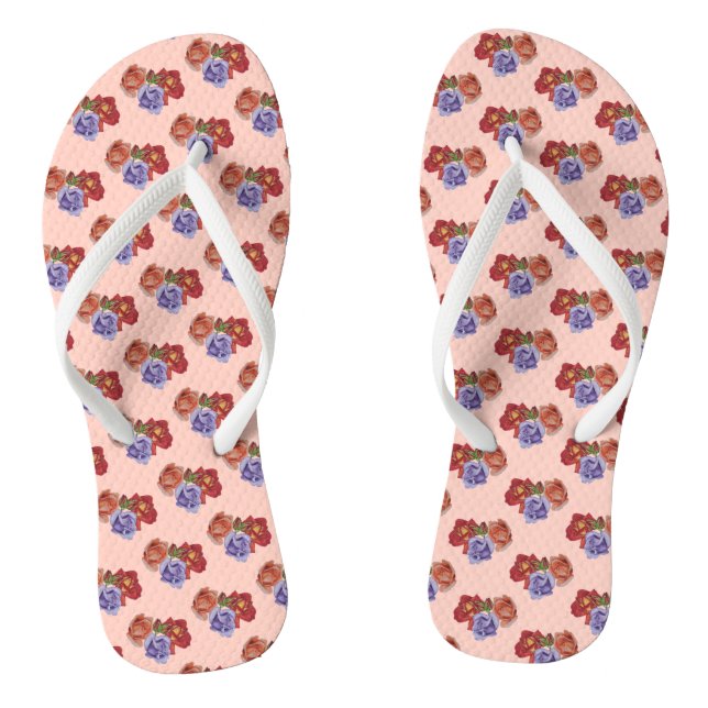 Originale bunt Rose Blume Muster Blumenart Flip Flops (Fußbett)