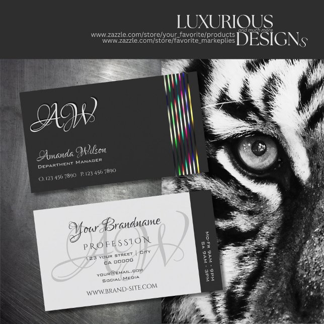 Originale dunkle und hellgraue Streifen Visitenkarte (Von Creator hochgeladen)