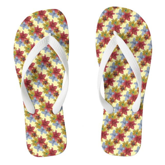 originale, farbige Lilienmuster Blume Blumenart Flip Flops (Fußbett)