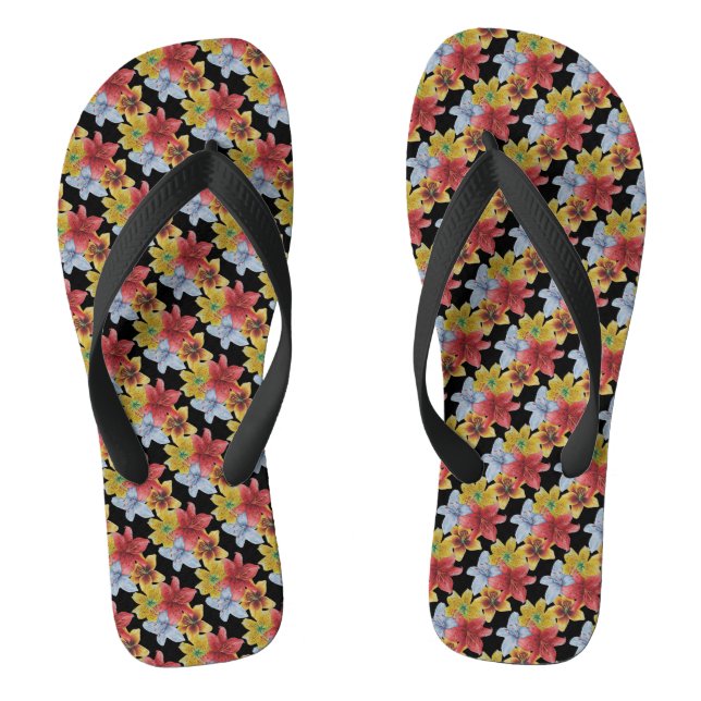 originale, farbige Lilienmuster Blume Blumenart Flip Flops (Fußbett)