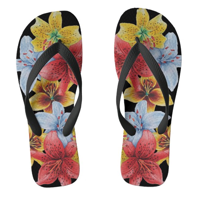 originale, farbige Lilienmuster Blume Blumenart Flip Flops (Fußbett)