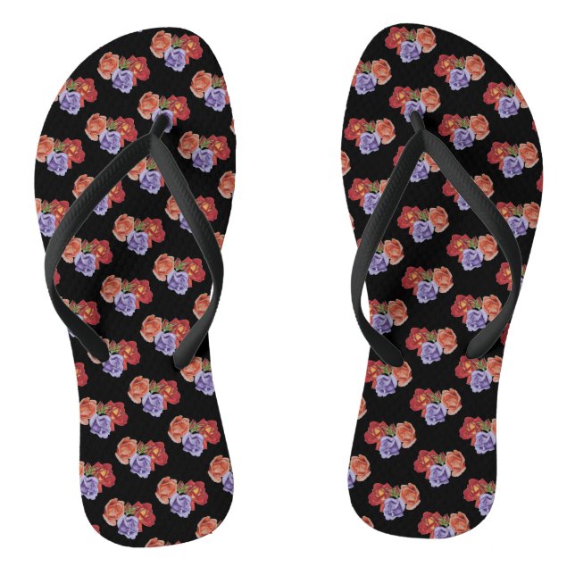 originale farbige Rose Blume Muster Blumenkunst Flip Flops (Fußbett)