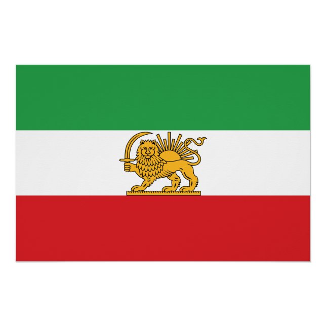 Originale historische Flagge des iranischen Löwen  Poster (Vorderseite)