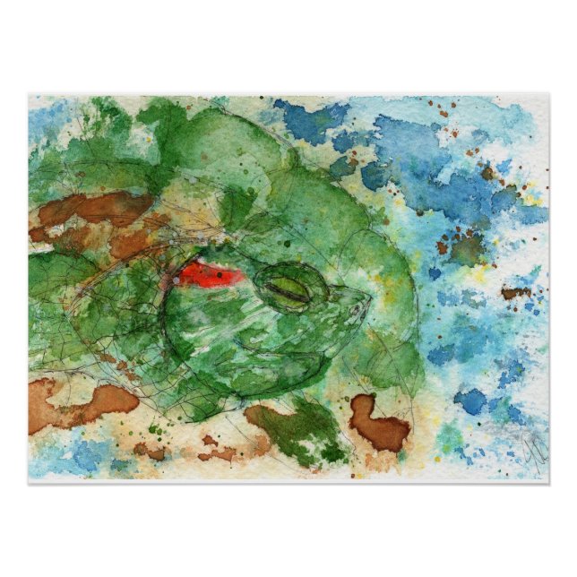 Originale Kunst - Rot Eared Terrapin von Maria Tza Poster (Vorderseite)