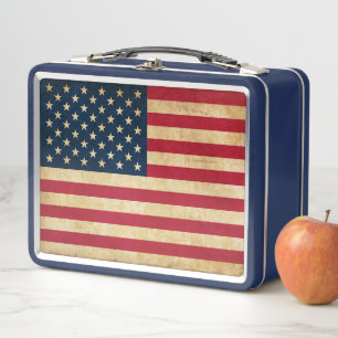 Originale patriotische amerikanische Vintage-Flagg Metall Lunch Box
