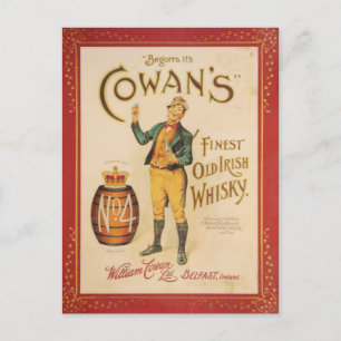 Originaler Vintage-Cowan-Irland-Whisky-Plakat Postkarte