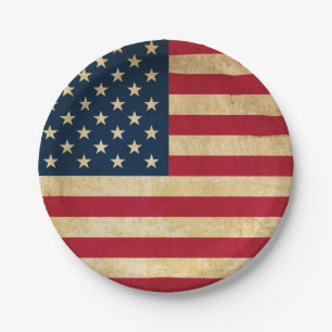 Originaler vintage patriotischer amerikanischer Fl Pappteller