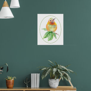 Originales Aquarell-fantasievolles Rotrückennymphe Poster