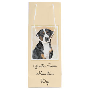 Originalgemälde eines Greater Swiss Mountain Dogs Geschenktüte Für Weinflaschen