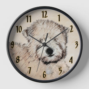 Originalgemälde Soft Coated Wheaten Terrier Uhr