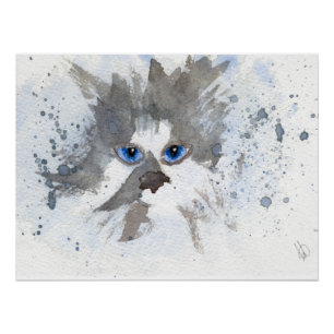 Originalkunst - Abstrakte Katze von Maria Tzamtzi Poster
