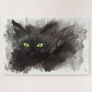Originalkunst - Abstrakte schwarze Katze von Maria Puzzle