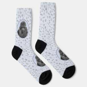 Originalkunst: Pudel-Malerei Miniatur-Spielzeug Sc Socken