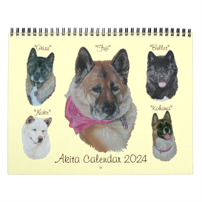 Originalkunstportraits japanischer akita Hunde Kalender (Titelbild)