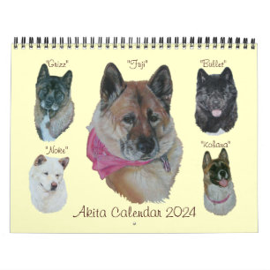Originalkunstportraits japanischer akita Hunde Kalender